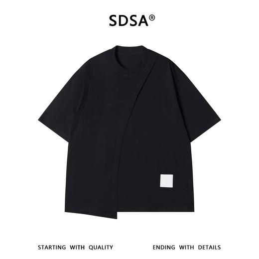 SDSA男装2026新款轻奢不规则斜裁短袖T恤宽松圆领解构风休闲上衣 商品图0