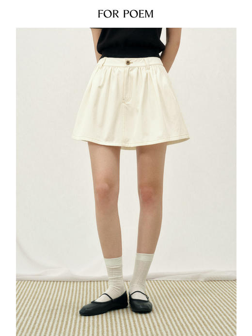 ForPoem 26/SS 原创设计缩褶伞裙超短裙裤a字宽松复古工装感裙子 商品图0