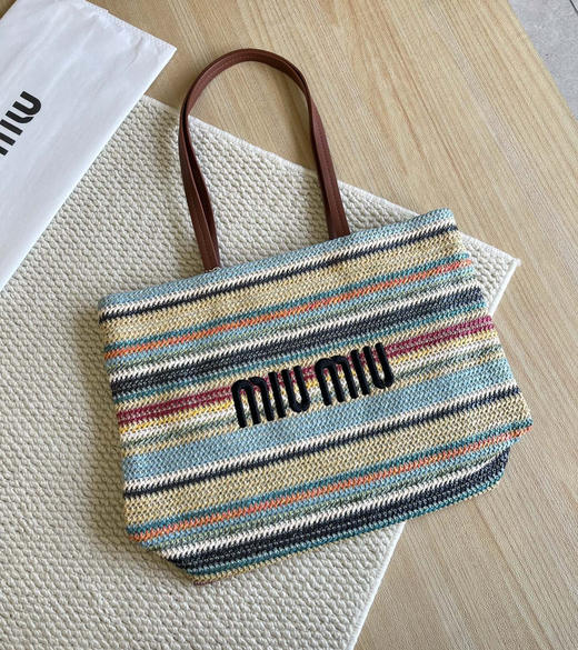 Miu家彩色新款编织托特包 商品图7
