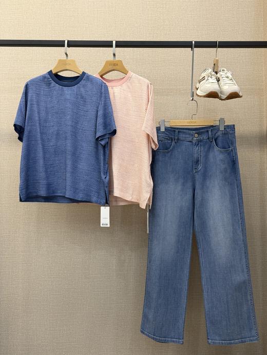 桑蚕丝休闲彩色T恤 商品图0