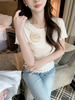张心子【甜杏微风】甜美立体花短袖T恤女夏新款法式独特绝美上衣 U2603005 商品缩略图12