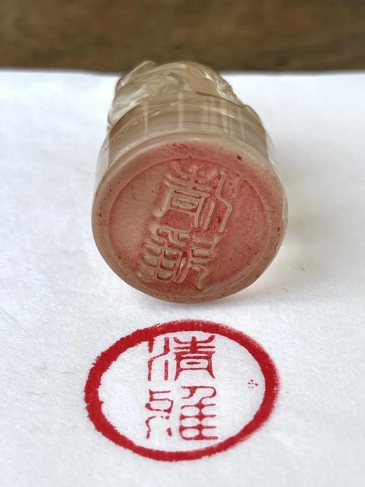 水晶雕瑞狮钮圆形印章，顺丰包邮 商品图4
