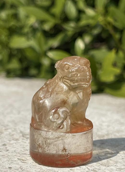 水晶雕瑞狮钮圆形印章，顺丰包邮 商品图1