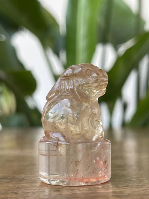 水晶雕瑞狮钮圆形印章，顺丰包邮 商品图5