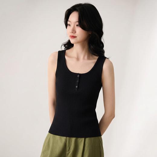 叠穿进阶版~康赛妮单排扣丝羊绒背心女修身无袖上衣KSYR260620 商品图1