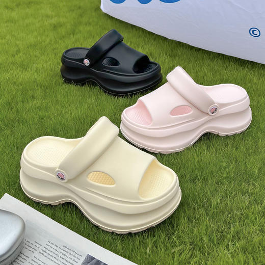 蚂蚁之恋夏季新品时尚潮系透气轻尚纯色女款居家外穿厚底凉拖鞋 商品图3