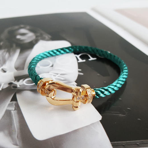 【95新】FRED斐登Force 10手链大号18K黄金半钻Force 10马蹄扣手链 链绳17号中性款280326NJS07 商品图3