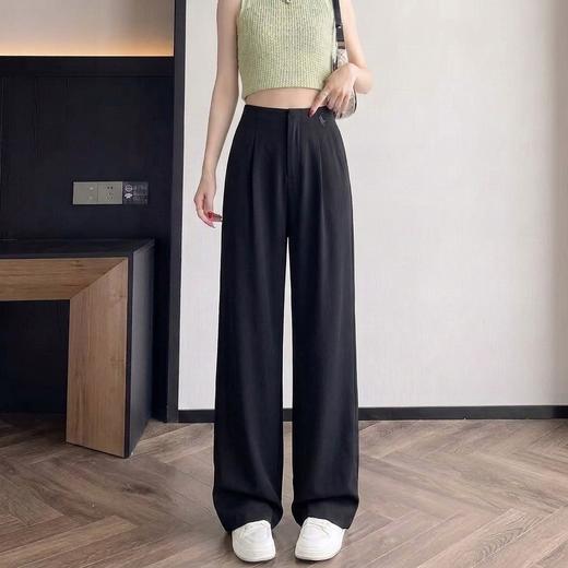 夜影雅垂～莱赛尔直筒阔腿裤女 轻奢高级感法式慵懒通勤休闲阔腿裤KZ2603 商品图0