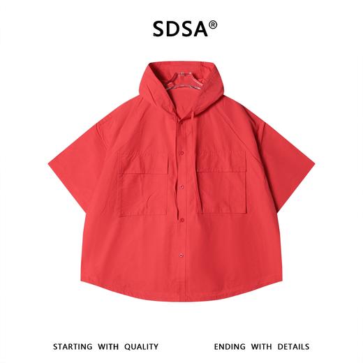 SDSA男装2026新款高贵轻奢连帽多口袋短袖衬衫宽松休闲上衣 商品图0
