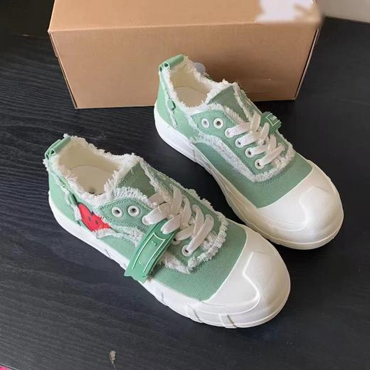 F040516春夏新款透气小白鞋女款布鞋百搭饼干鞋厚底帆布鞋 商品图6