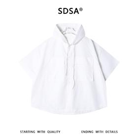 SDSA男装2026新款高贵轻奢连帽多口袋短袖衬衫宽松休闲上衣