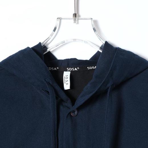 SDSA男装2026新款高贵轻奢简约纯色下摆拼接纽扣连帽长袖衬衫百搭 商品图2