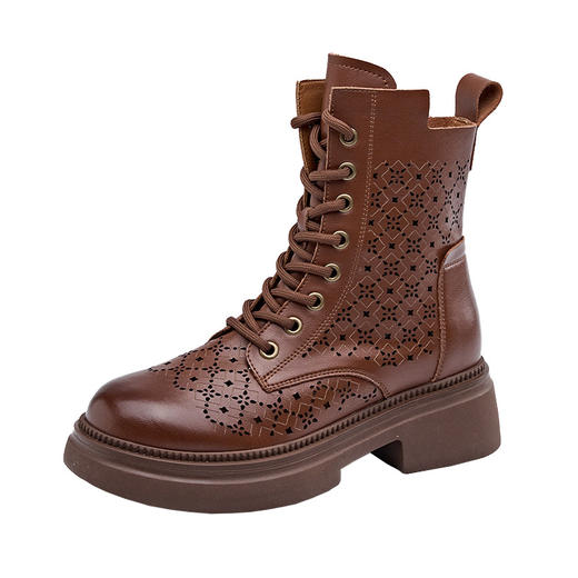 马丁靴单靴英伦风短靴新款复古真皮厚底靴子2805-0 商品图4