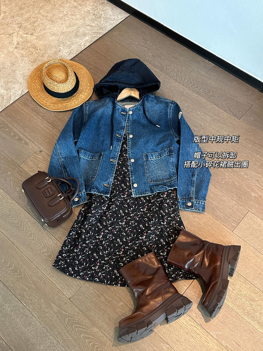 蒙口新款进出专柜同步可拆卸帽软水洗嬉皮牛仔外套 商品图10