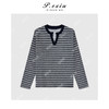 04-2潘依绣丁丁宠粉磨绒感简约宽松撞色条纹V领长袖卫衣 W-63502 商品缩略图0