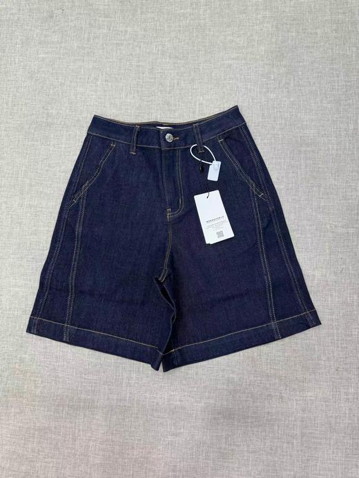 F040506春夏新款水洗麻牛仔混纺高腰阔腿五分牛仔裤 商品图0