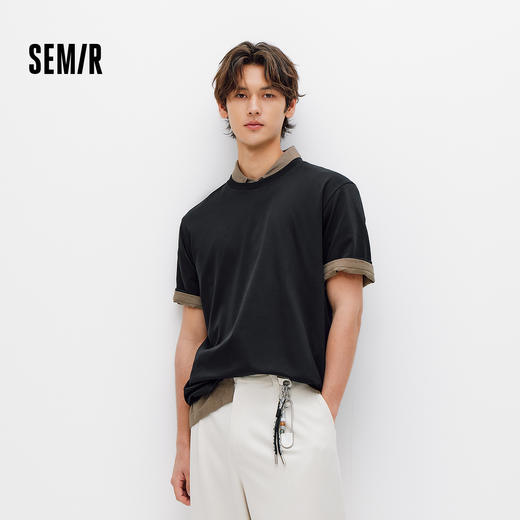 森柔棉|商场同款森马短袖T恤男夏季纯色针织衫2026新款小宽松上衣 商品图1