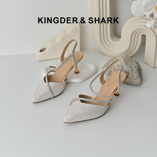 经典鲨2026夏专柜新品优雅尖仙女风头6cm细高跟凉鞋单鞋子女KC19-629061 商品图0