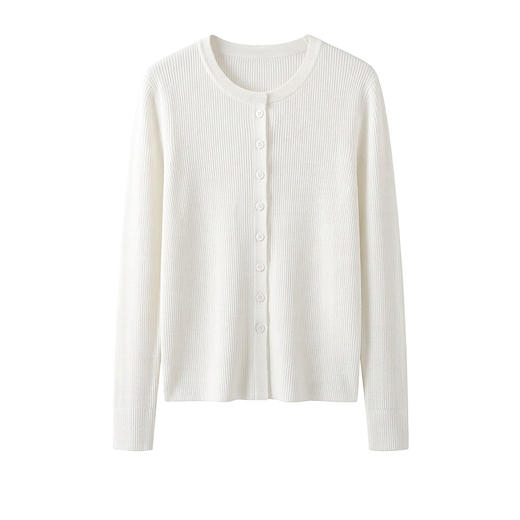 胶囊单品~康赛妮真丝羊绒圆领针织开衫女百搭毛衣外套SYR260594 商品图2