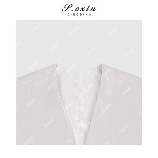 04-2潘依绣丁丁宠粉小众极简主义高级皮感阔版气质V领长袖外套Q21485 商品图2