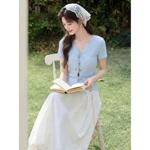 鹿向南【0407/00:00新品】蓝色T恤 商品图2