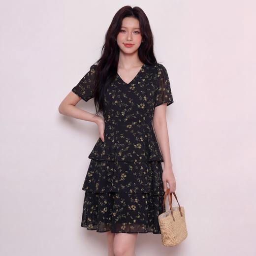 奢姿大码女装2026夏季减龄荷叶边V领连衣裙胖妹妹碎花蛋糕裙子9962860131 商品图1