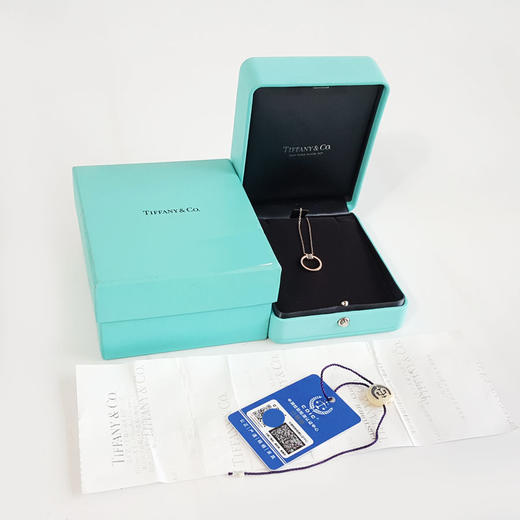 【95新】Tiffany & Co.蒂芙尼Tiffany T 系列玫瑰金满钻方钻圆形项链 链长约45.5cm女士230326NJS09 商品图1