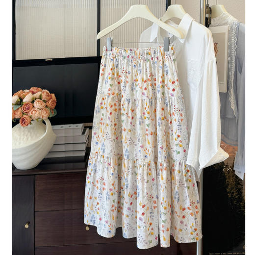 【夏日花园~棉感小碎花半身裙】夏季新款 清新碎花裙夏装蛋糕裙子  商品图0