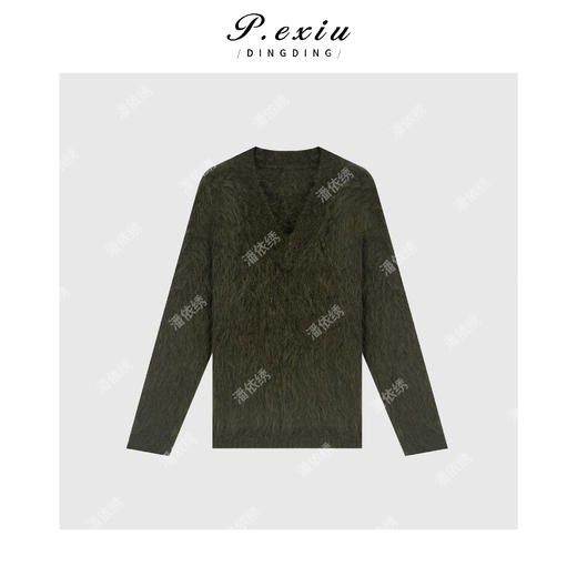 04-2潘依绣丁丁宠粉【软糯糯】超细马海毛V领慵懒感针织毛衣 ZZ0597 商品图1