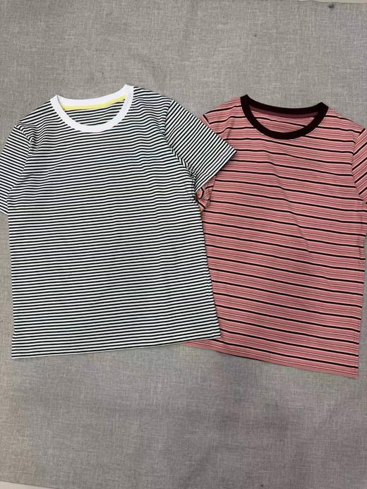 F040509夏季新款复古撞色条纹棉质圆领休闲短袖T恤 商品图1