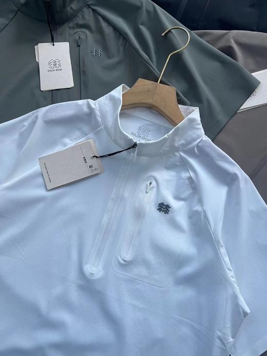 F040525无痕全压胶立领速干户外半拉链口带运动速干T恤短袖 商品图3