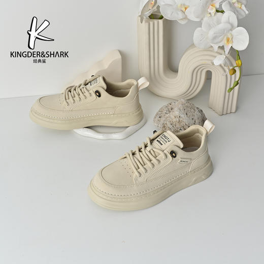 经典鲨2026年春季专柜新品男士韩版平底系带舒适休闲鞋板鞋KF19-613011 商品图3