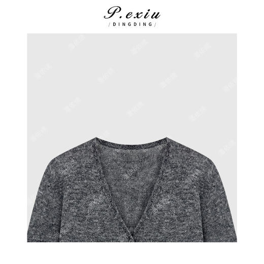 04-2潘依绣丁丁宠粉羊驼毛羊毛休闲百搭软糯V领长袖针织开衫Q25976 商品图2