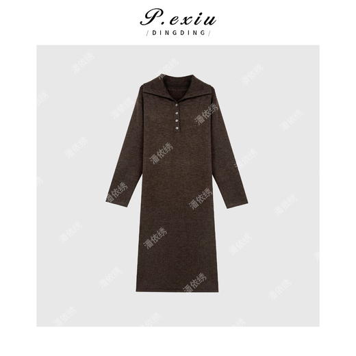 04-2潘依绣丁丁宠粉超细羊-毛立领排扣针织长袖连衣裙 ZZ0739 商品图0