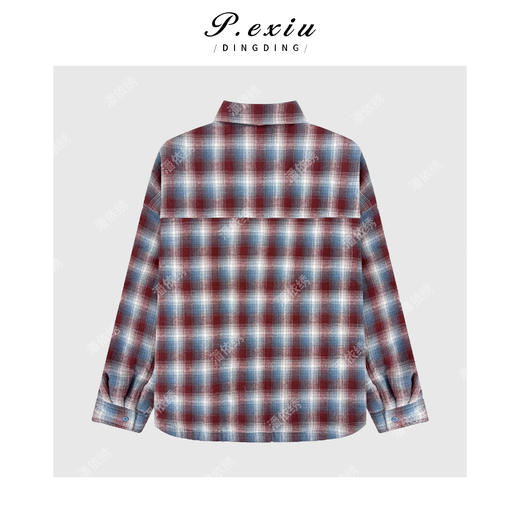 04-2潘依绣丁丁宠粉复古撞色格纹休闲慵懒宽松翻领夹棉外套 M9247 商品图1
