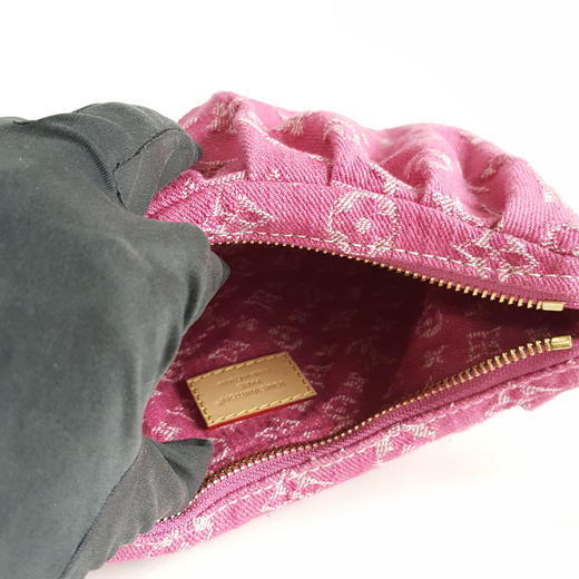【99新】LV路易威登Pochette Valley手袋M28327粉色Pochette Valley丹宁牛仔豌豆包单肩包女士310326NJS04 商品图8