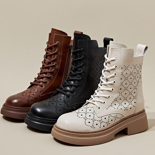 马丁靴单靴英伦风短靴新款复古真皮厚底靴子2805-0 商品图1