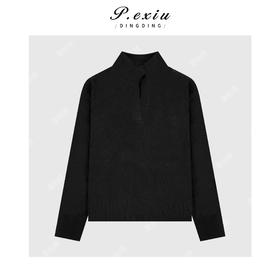 04-2潘依绣丁丁宠粉 浣熊绒羊毛通勤百搭软糯双层V领长袖针织上衣Q16476