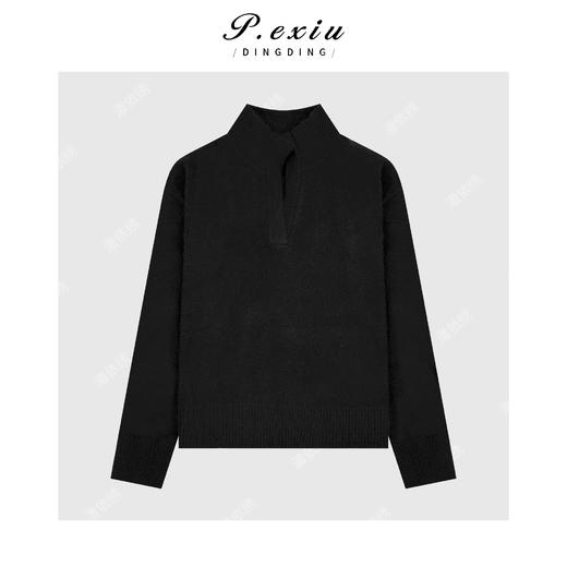 04-2潘依绣丁丁宠粉 浣熊绒羊毛通勤百搭软糯双层V领长袖针织上衣Q16476 商品图0