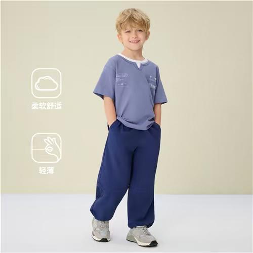 佐丹奴童装26年新款轻薄塔丝隆抽绳运动长裤03116001 商品图0