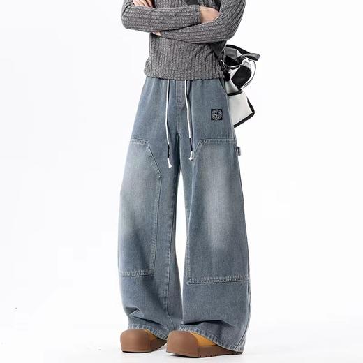F040519春夏季新款宽松渐变耐磨耐脏高品质重工水洗直筒牛仔裤 商品图1