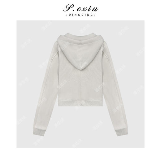 04-2潘依绣丁丁宠粉小众设计高级感显瘦磨绒抽绳连帽外套Q65349 商品图2