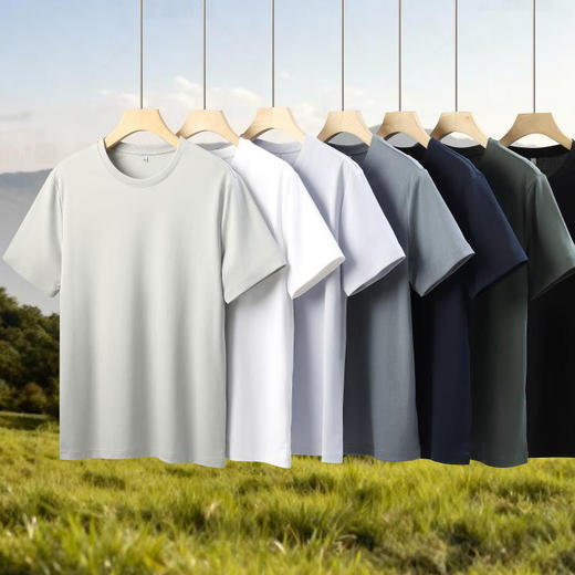 凉感185g 60支匹马棉纯色圆领短袖上衣  ZT-S770# 商品图0