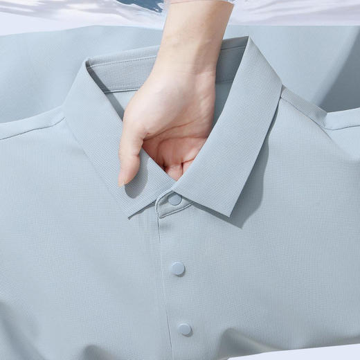 190G新华夫格无缝科技纯色二级贴胶布领短袖（四合扣）  ZT-998# 商品图2