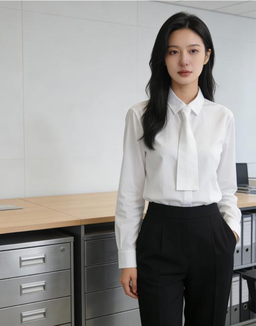 G2000女装SS26商场新款【BLACK】【免烫防皱/精纺全棉】修身长袖衬衫61923033 商品图0