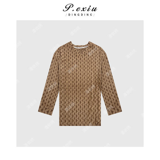 04-2潘依绣丁丁宠粉 秋冬绒面打底蕾丝勾花精致长袖T恤 G9051 商品图1
