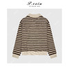 04-2潘依绣丁丁宠粉慵懒风撞色条纹宽松半拉链立领长袖针织上衣Q69314 商品缩略图1