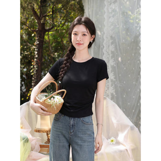 鹿向南【0407/00:00新品】黑色T恤 商品图4