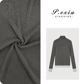04-2潘依绣丁丁宠粉 羊毛撞色修身显瘦百搭高领长袖针织上衣D431