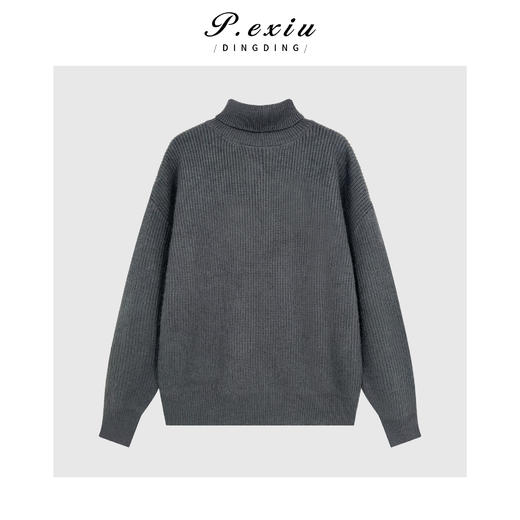 04-2潘依绣丁丁宠粉浣熊绒羊毛人丝复古软糯百搭高领长袖针织上衣Q46316 商品图0